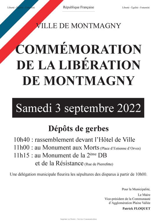 Affiche Commémo Libé Montmagny 3 sept 2022
