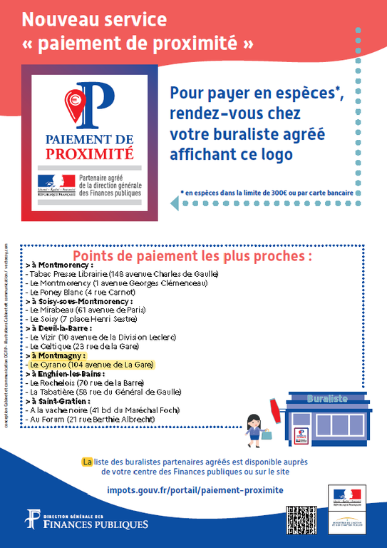 Affiche points de paiement buraliste à proximité