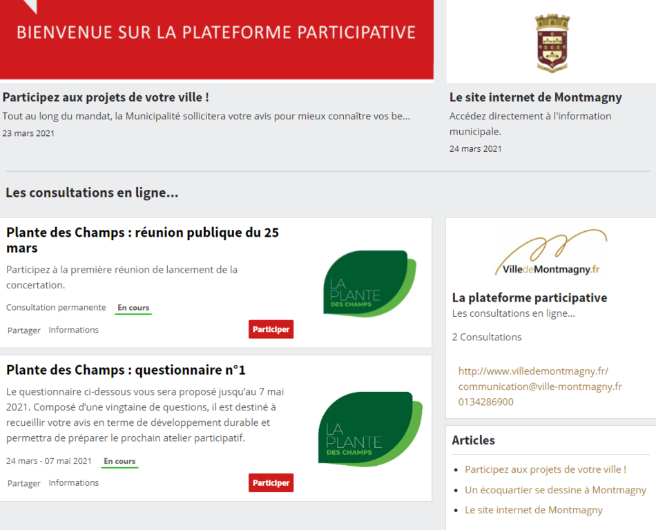 concertation-prealable-creation-ZAC Ecran de la plateforme participative