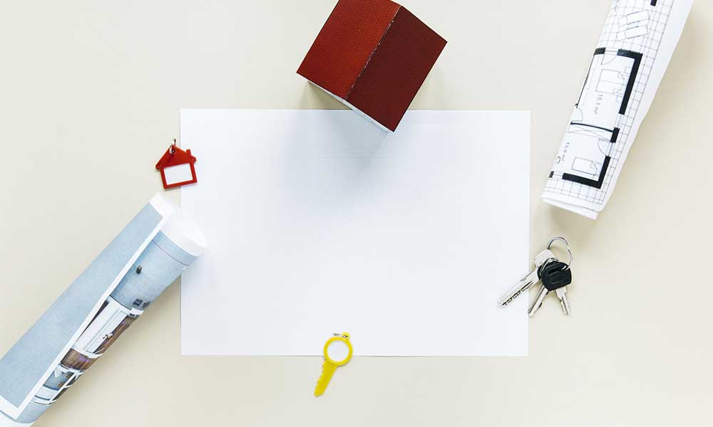 Plan de travail immobilier vue du dessus