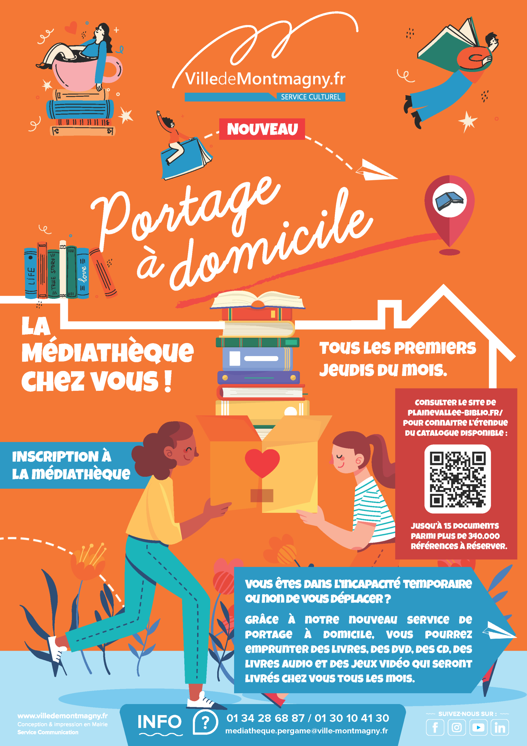Affiche Portage à domicile Affiche jeux vidéo switch à la médiathèque