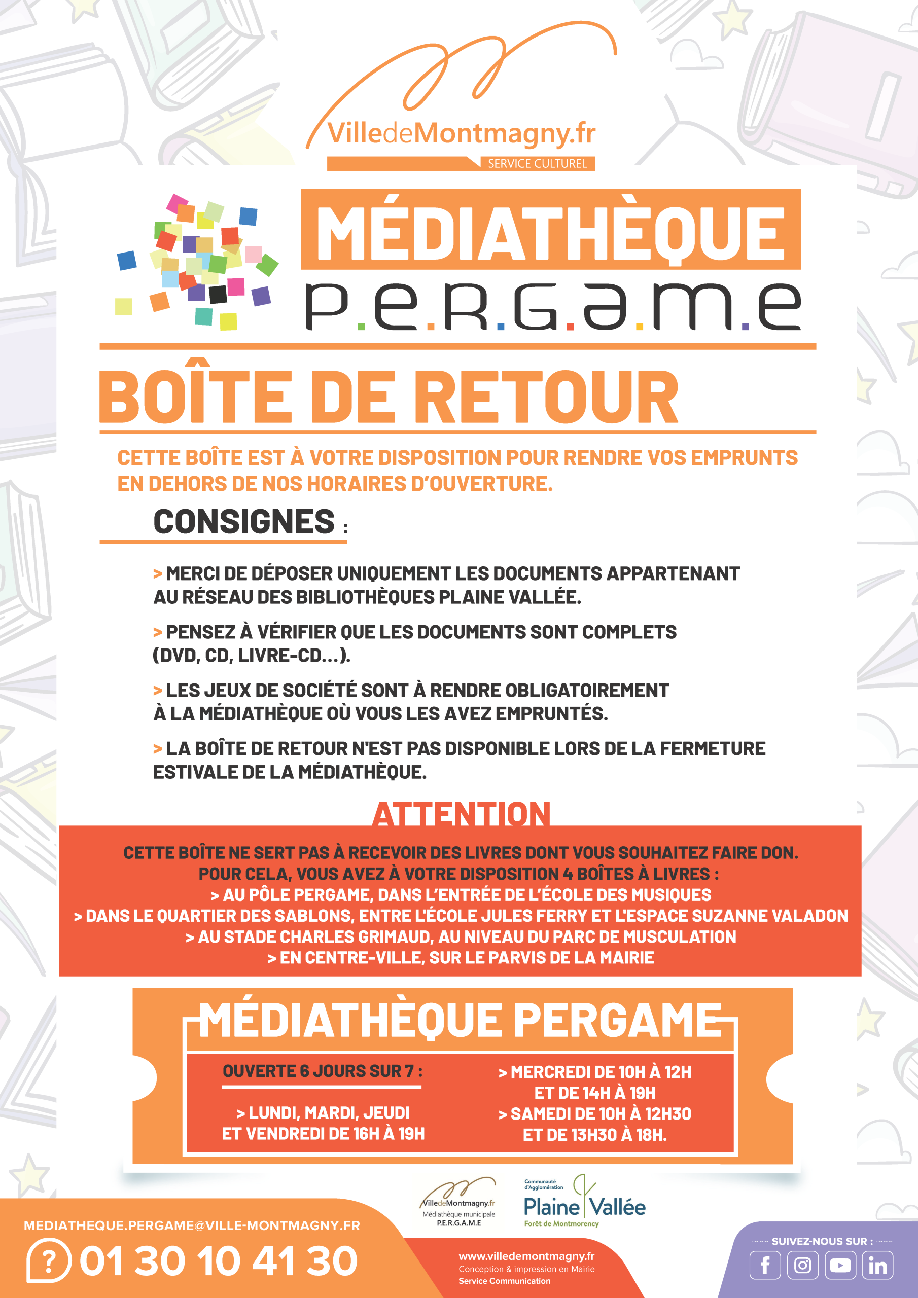 Boite a livres - A3 La boîte de retour installée devant le Pôle culturel Pergame