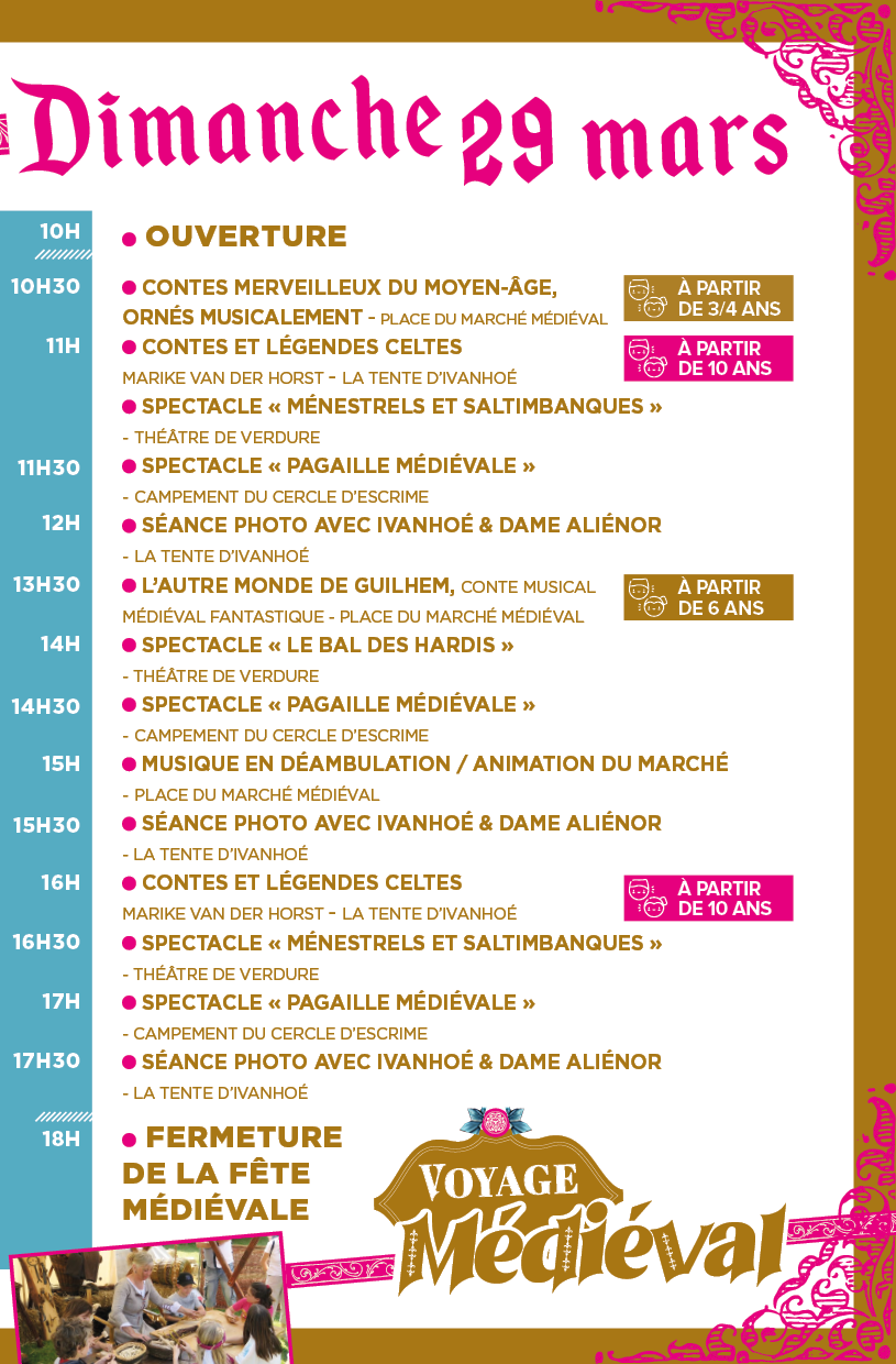 Voyage Médiéval 2026 - Programme dimanche