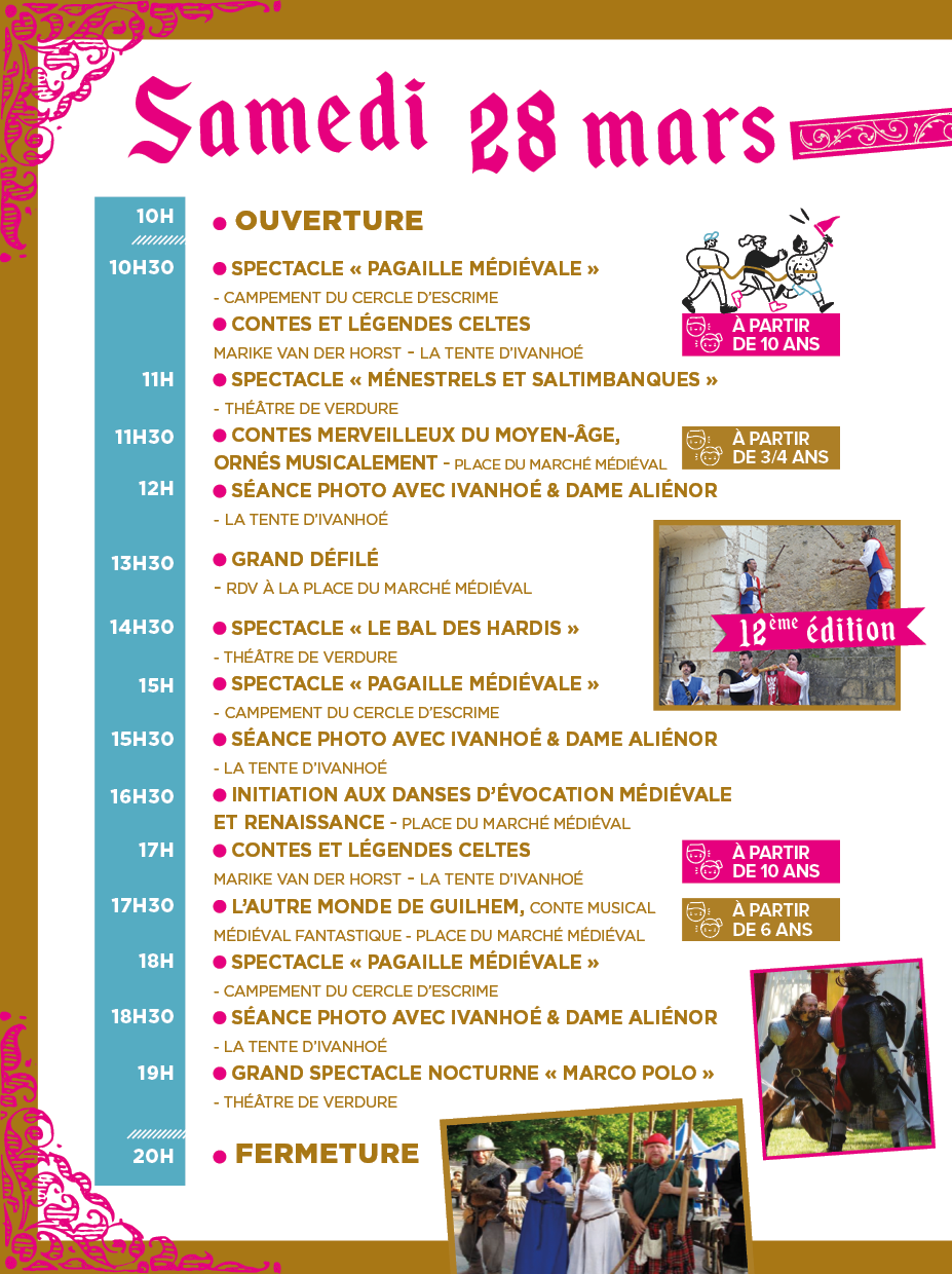 Voyage Médiéval 2026 - Programme samedi